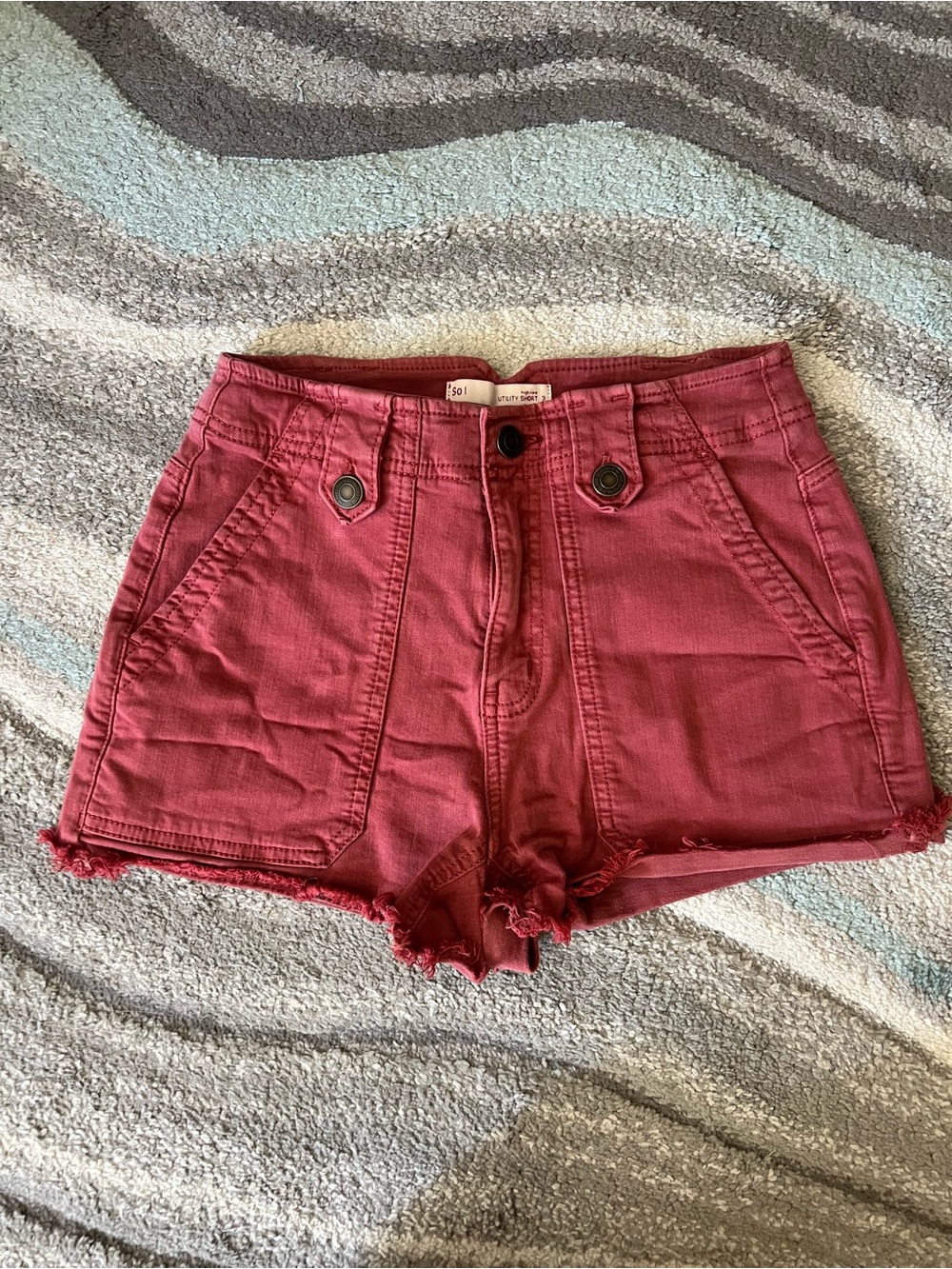 High-Rise Red Women's Denim Shorts